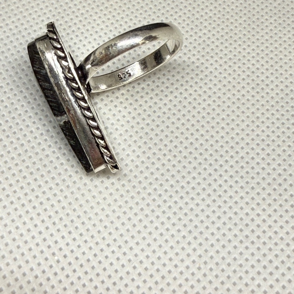 Large Sterling Silver Black Stone Statement Ring … - image 2